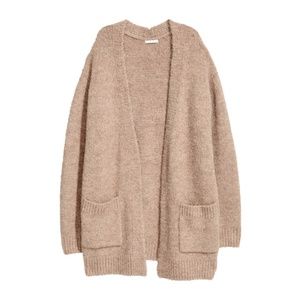 H&M Fuzzy Tan Knitted Cardigan with Pockets